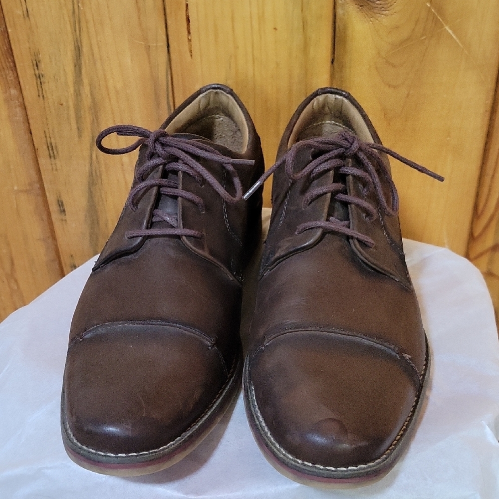 Belvedere Brown Cap-Toe Leather Oxfords with Traditional Lacing